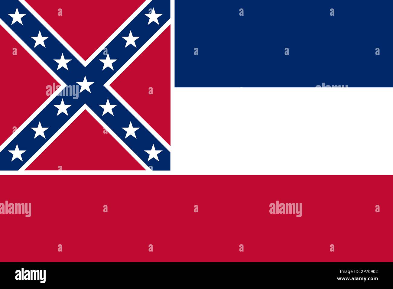 Flag of the state of Mississippi (2001-2020) Stock Photo