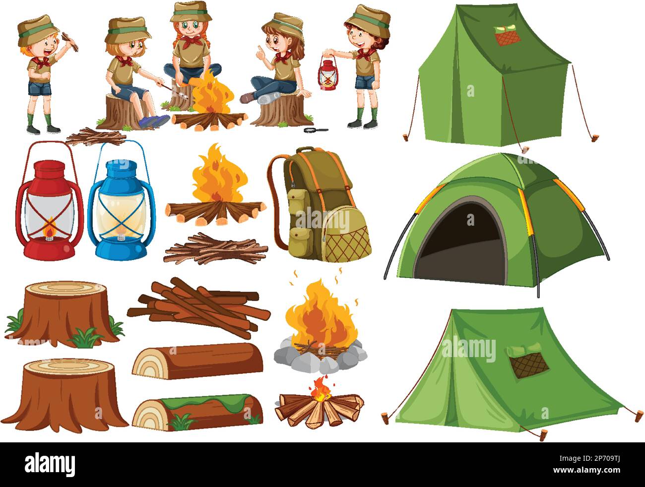 Set of Children Camping illustration Stock Vector Image & Art - Alamy