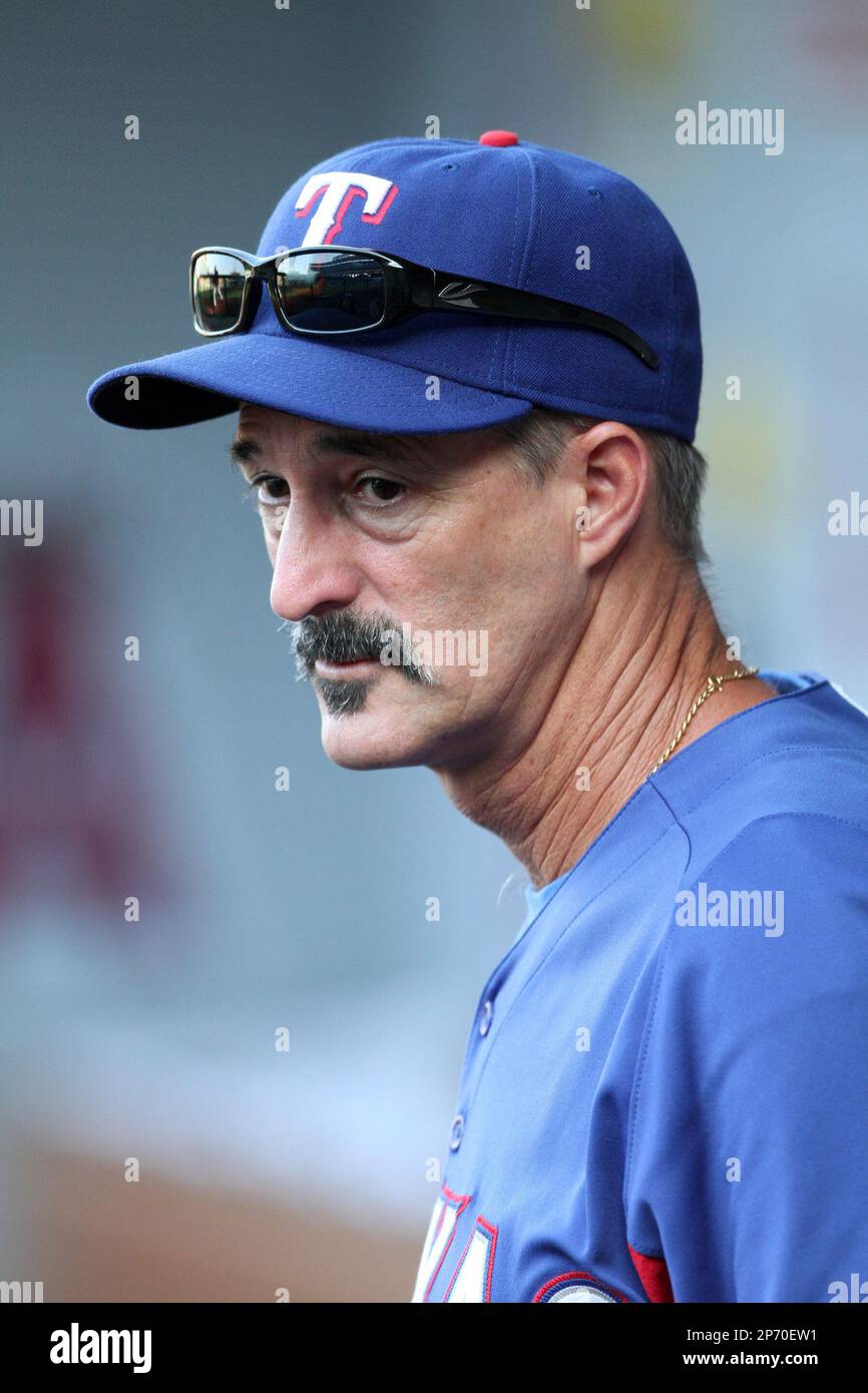 Texas Rangers pitching coach Mike Maddux 31 before a game against the