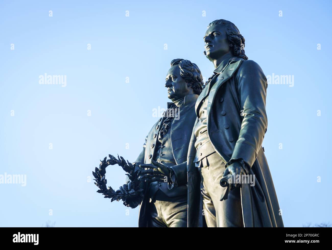 Weimar, Germany. 28th Feb, 2023. The Goethe-Schiller Monument, a bronze ...