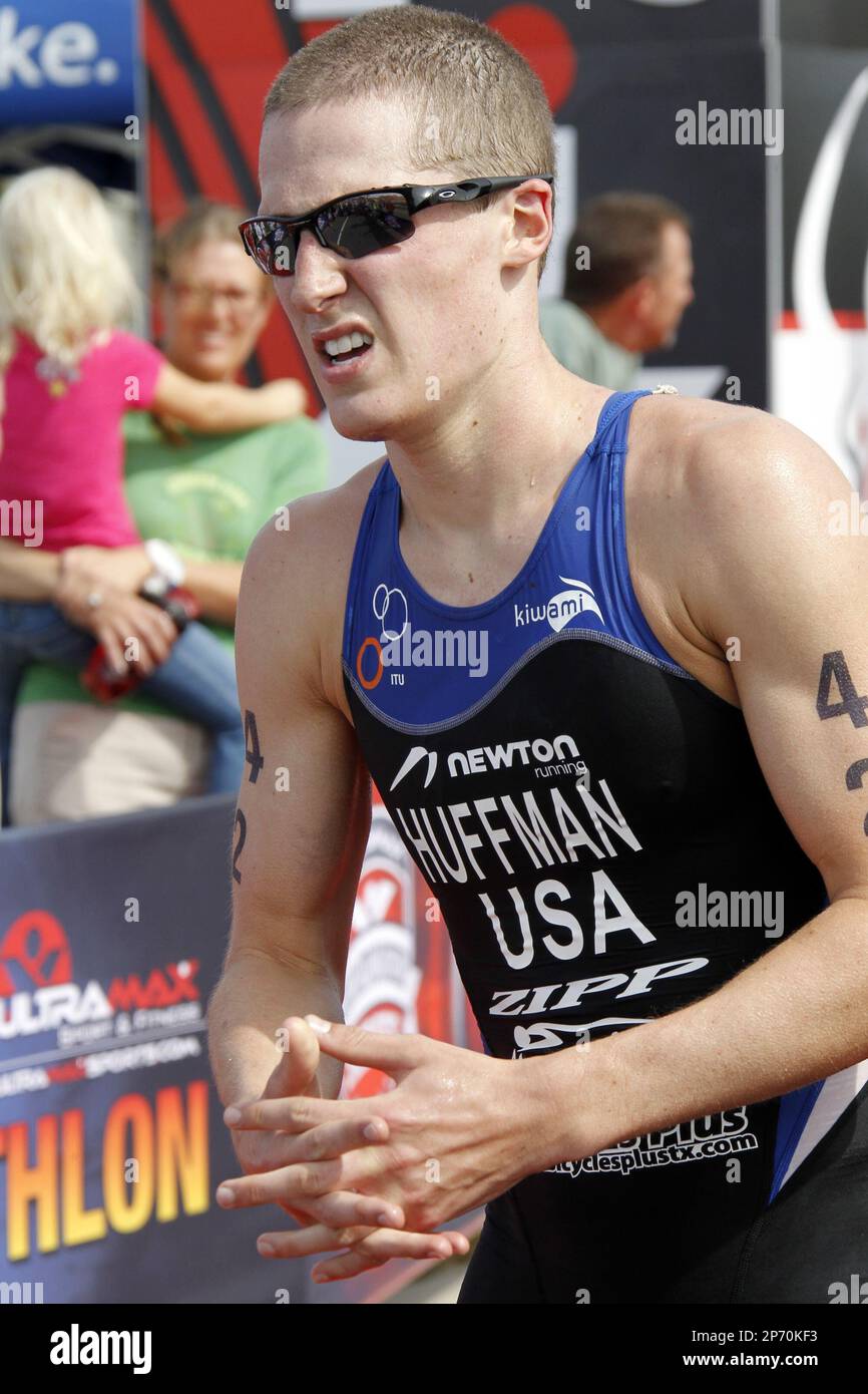 William Huffman, of Dallas, Texas, after crossing the finish line at