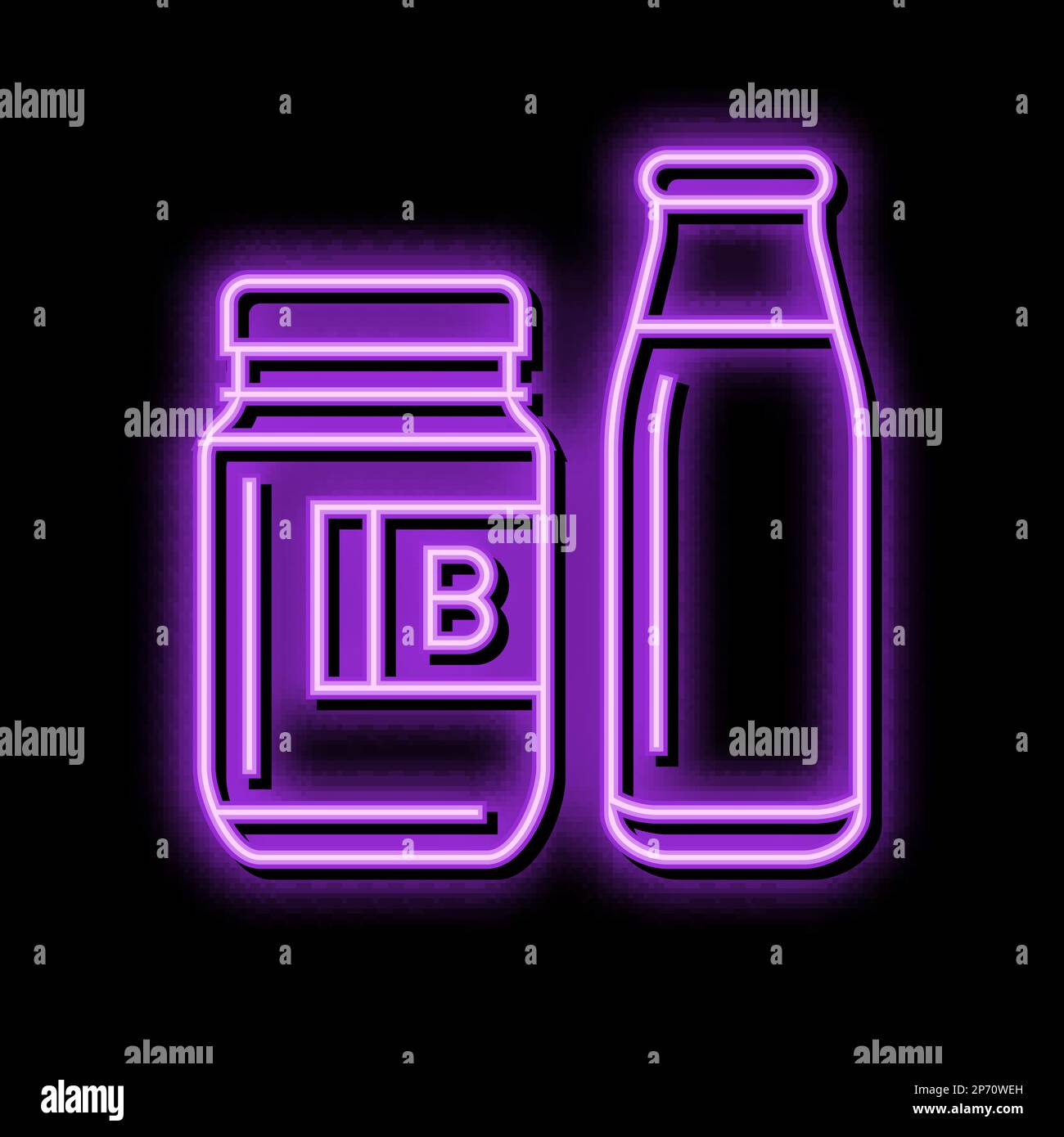 buttermilk product dairy neon glow icon illustration Stock Vector Image ...