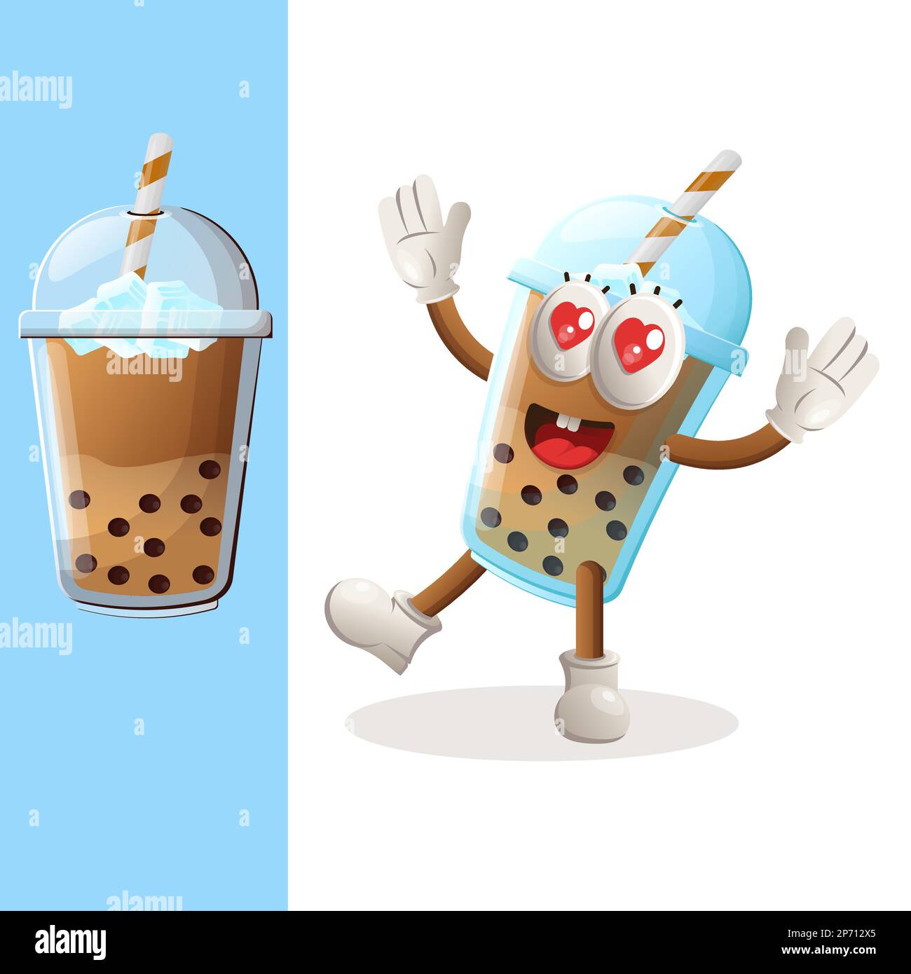 Premium Vector  Cute happy and sad funny bubble tea cup. flat line cartoon  kawaii character illustration icon. isolated on white background. boba, bubble  tea concept