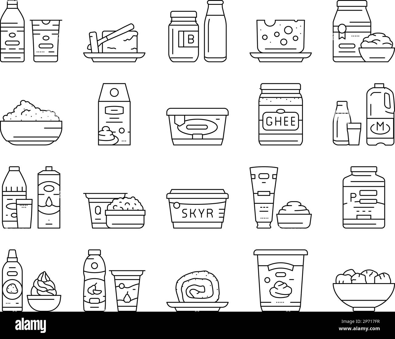 milk product dairy drink fresh icons set vector Stock Vector Image