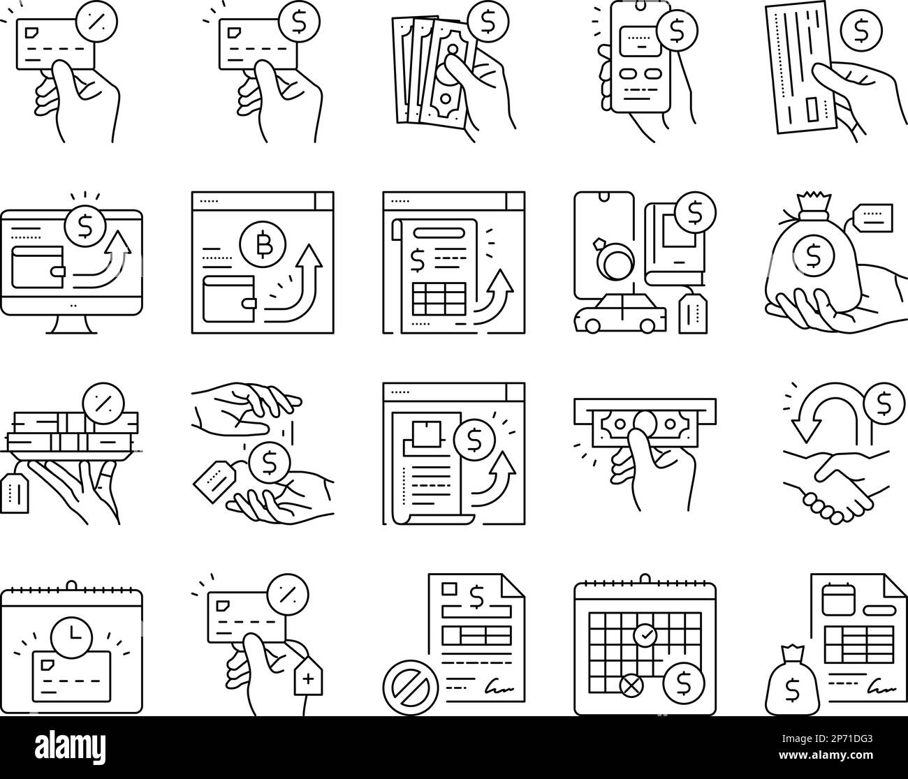 payment bank money finance card icons set vector Stock Vector Image