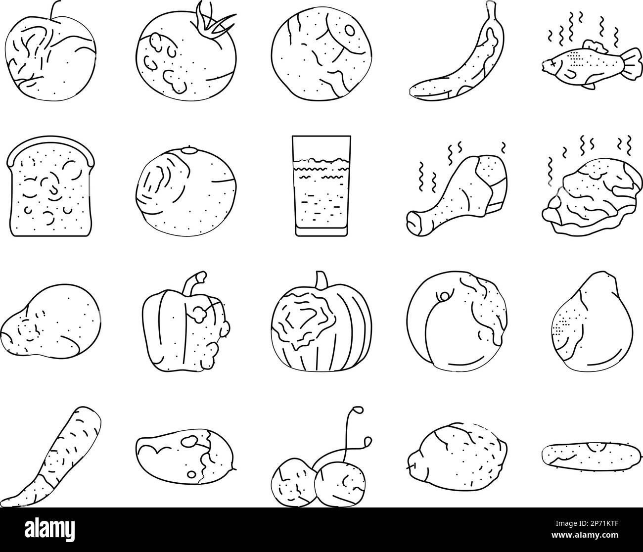 rotten food fruit waste garbage icons set vector Stock Vector Image