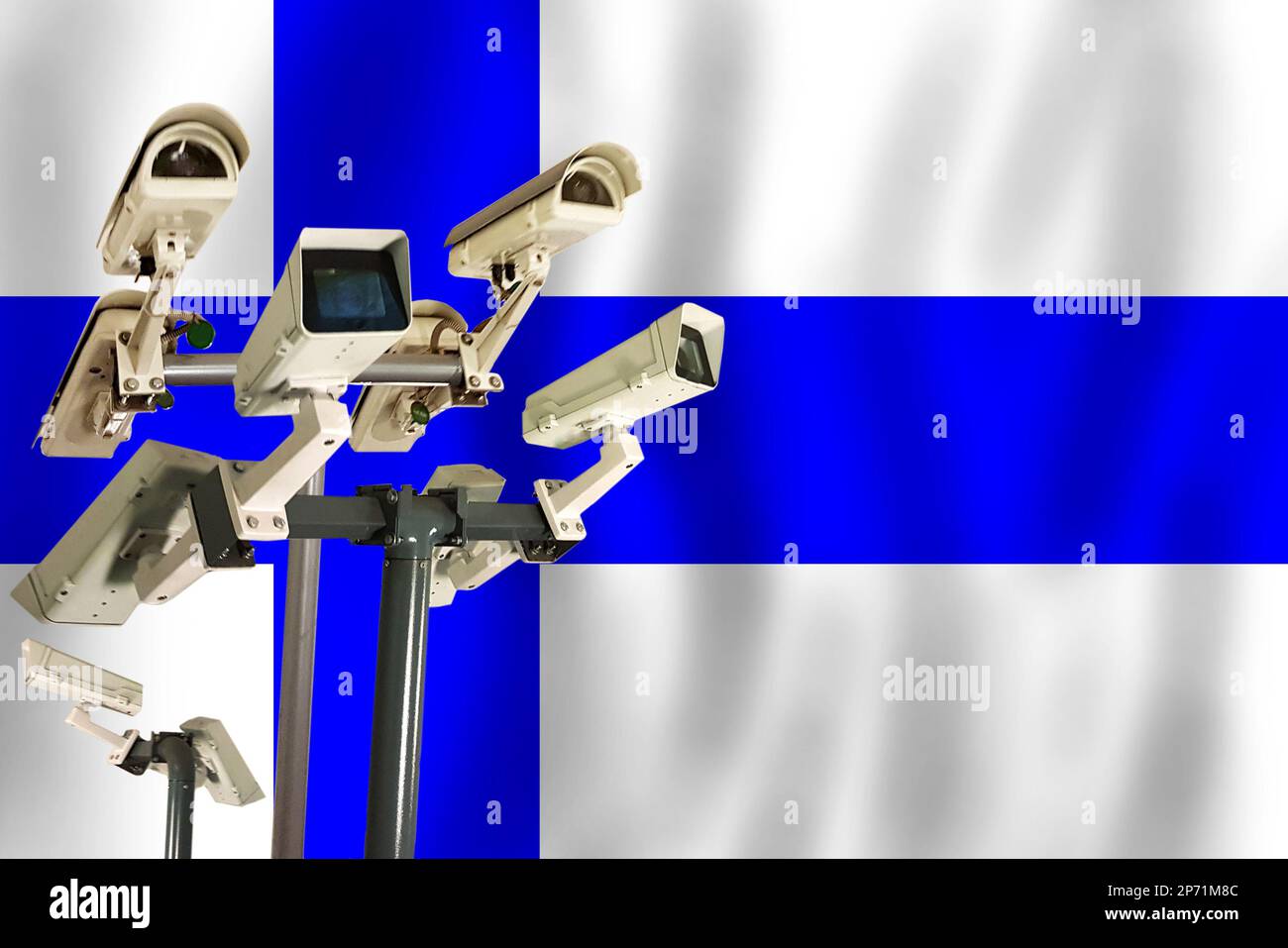 Finnish CCTV camera on the flag of Finland Surveillance, security ...