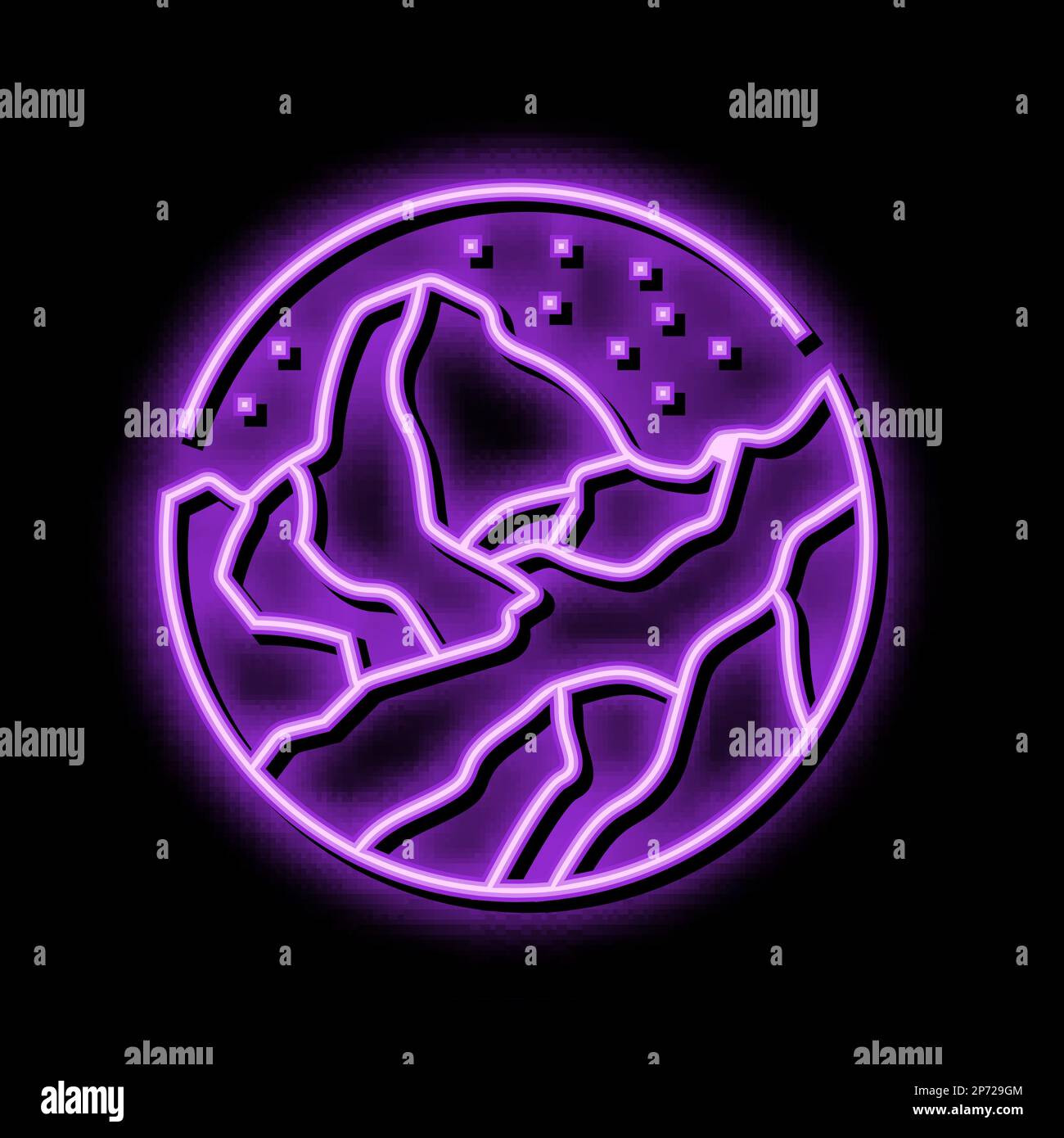 snow mountain landscape neon glow icon illustration Stock Vector Image ...
