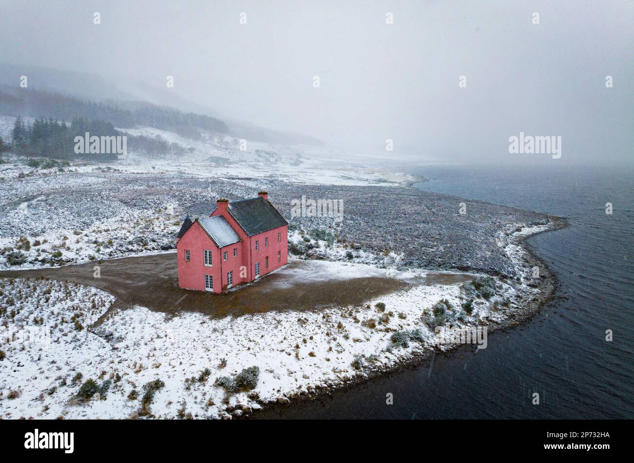 Loch Glass, Easter Ross, Scotland, UK. 6 March 2023. Aerial views of