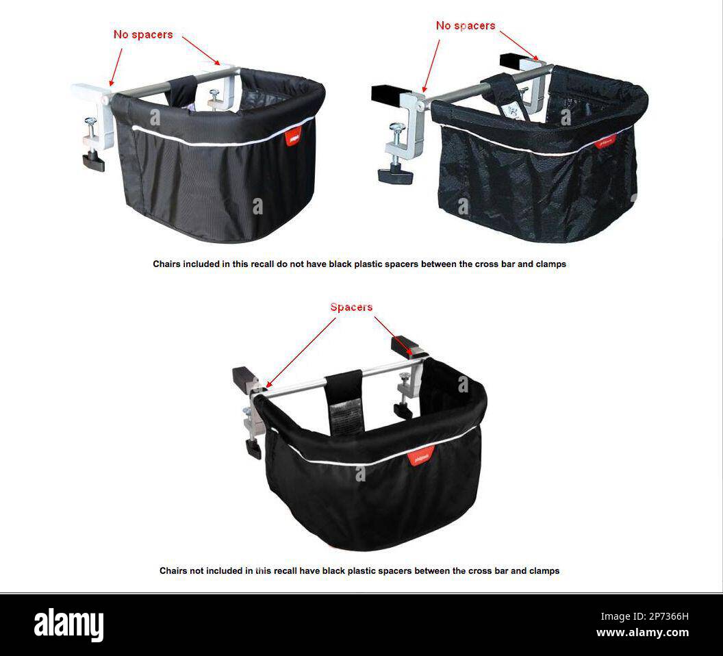 In this product image provided by the U.S. Consumer Product Safety Commission Table Top Clip On Chair imported by phil teds USA Inc. is shown. The product is being recalled because missing or worn cla...