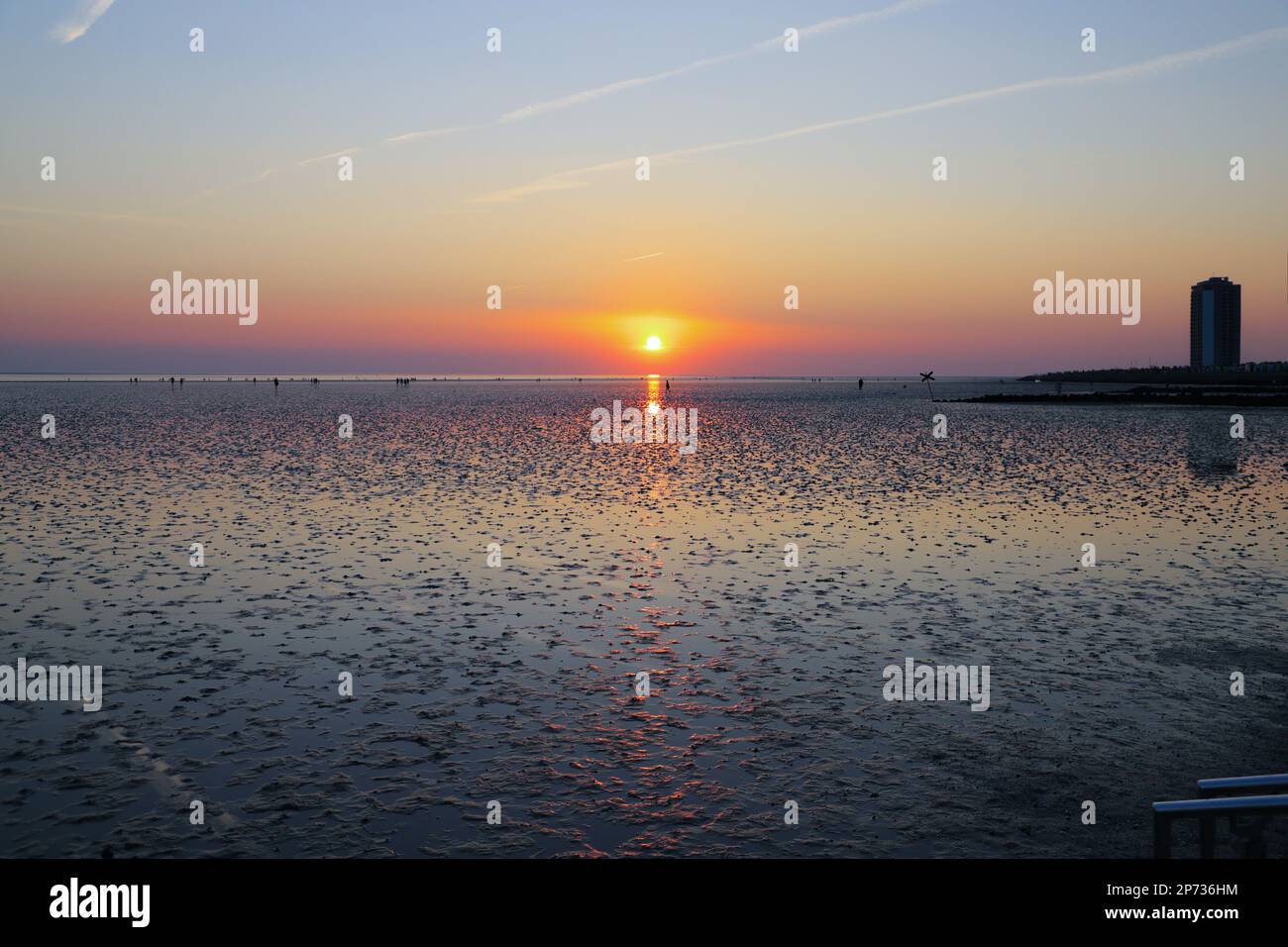 Low tide during the sunset in Buesum, North sea - Germany Stock Photo -  Alamy