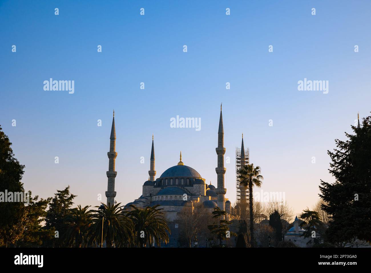 Sultanahmet or Blue Mosque at sunset. Travel to Istanbul background ...