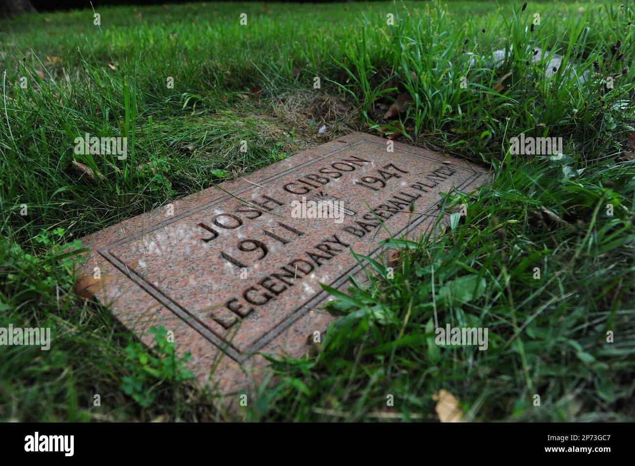 In this Aug. 4, 2011 photo, the grave marker for one of the most celebrated  Negro League players Josh Gibson, is shown at Section 50 of Allegheny  Cemetery in Lawrenceville, Pa .