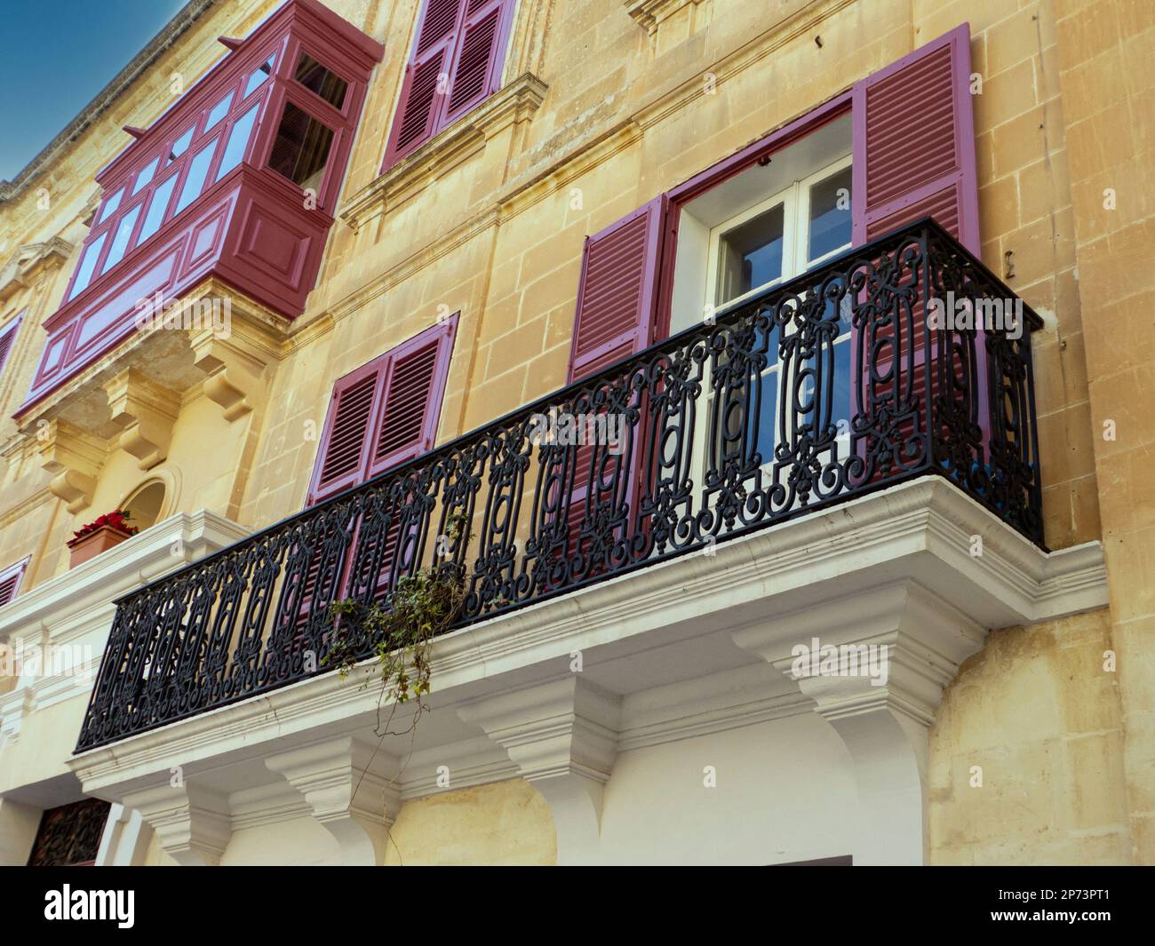 Renovated property in the Maltese style, Valletta, Malta Stock Photo