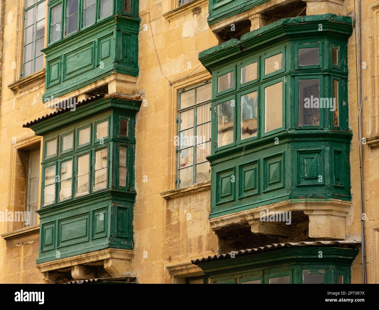 Renovated property in the Maltese style, Valletta, Malta Stock Photo