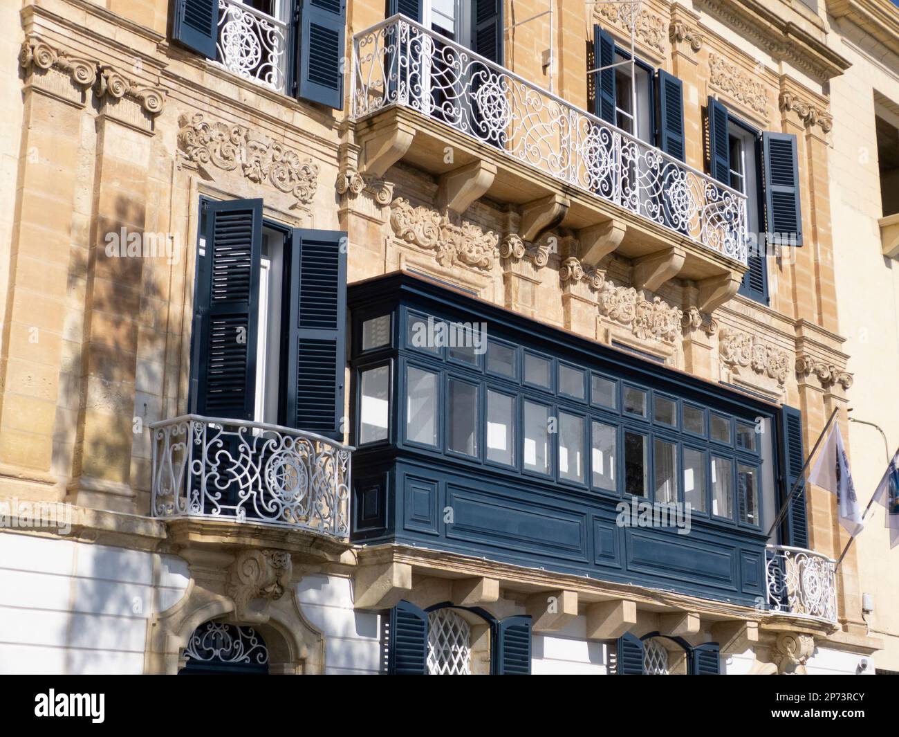 Renovated property in the Maltese style, Valletta, Malta Stock Photo