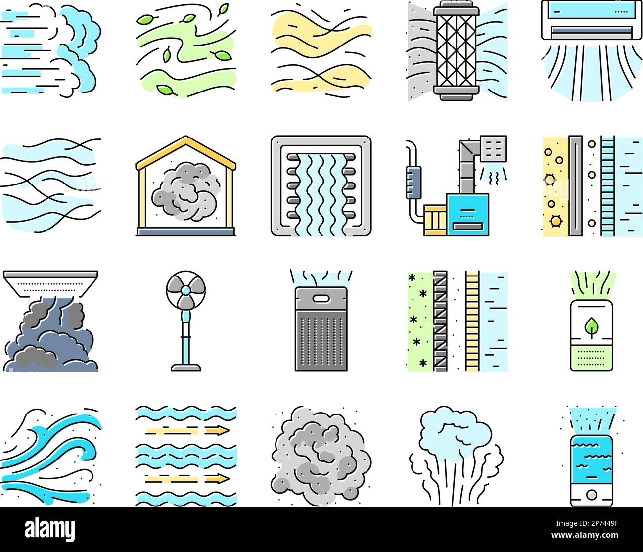 air clean fresh wind flow filter icons set vector Stock Vector Image ...