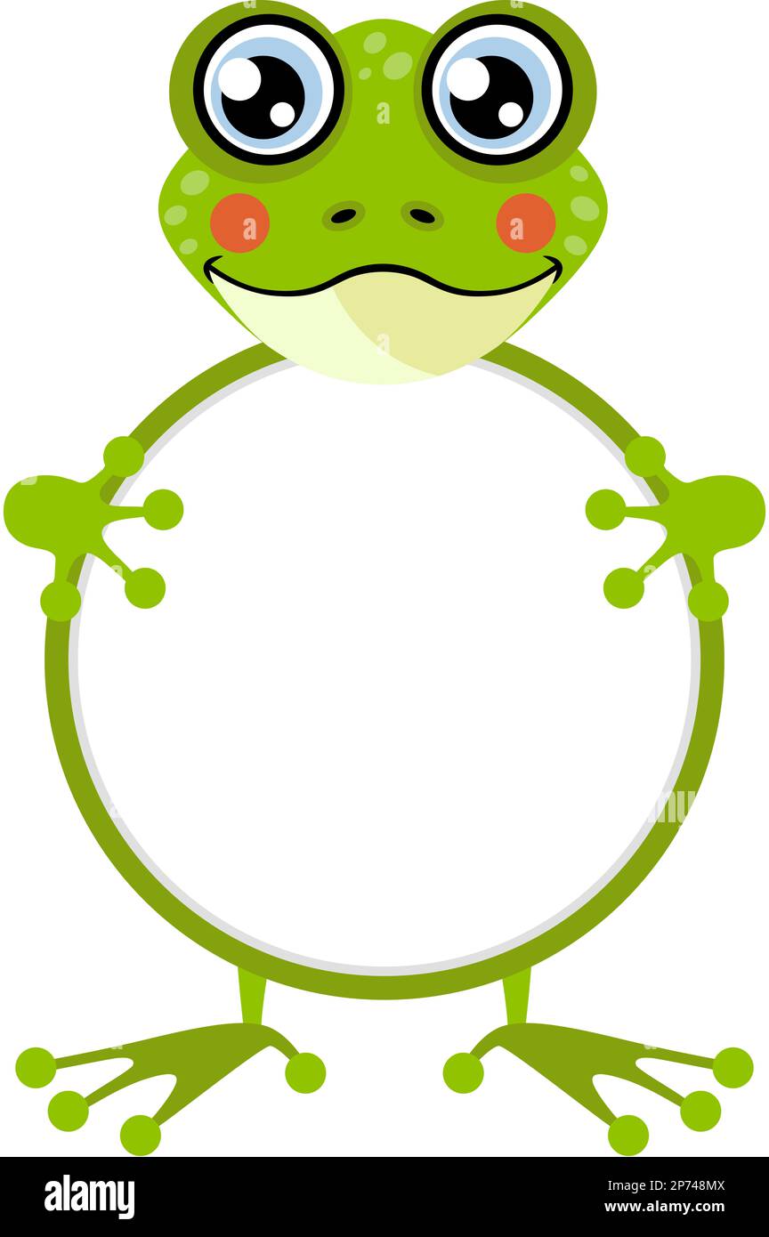 Cute frog with circle blank sign Stock Photo