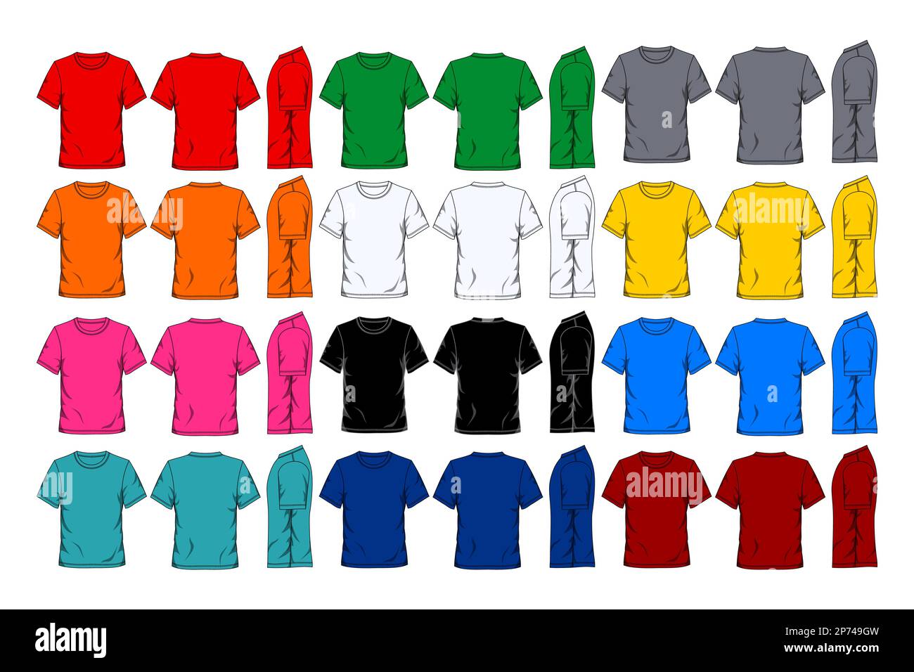 Blank t shirt template collection. Vector illustration Stock Vector