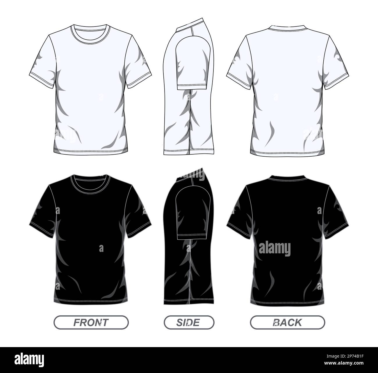 T Shirt Templates Front Side And Back Vector Illustration Stock