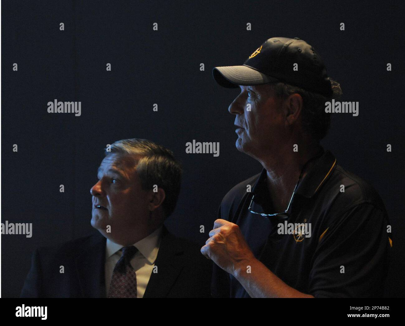 Dr. Stephen M. Coan, left, president and CEO of the Mystic Aquarium