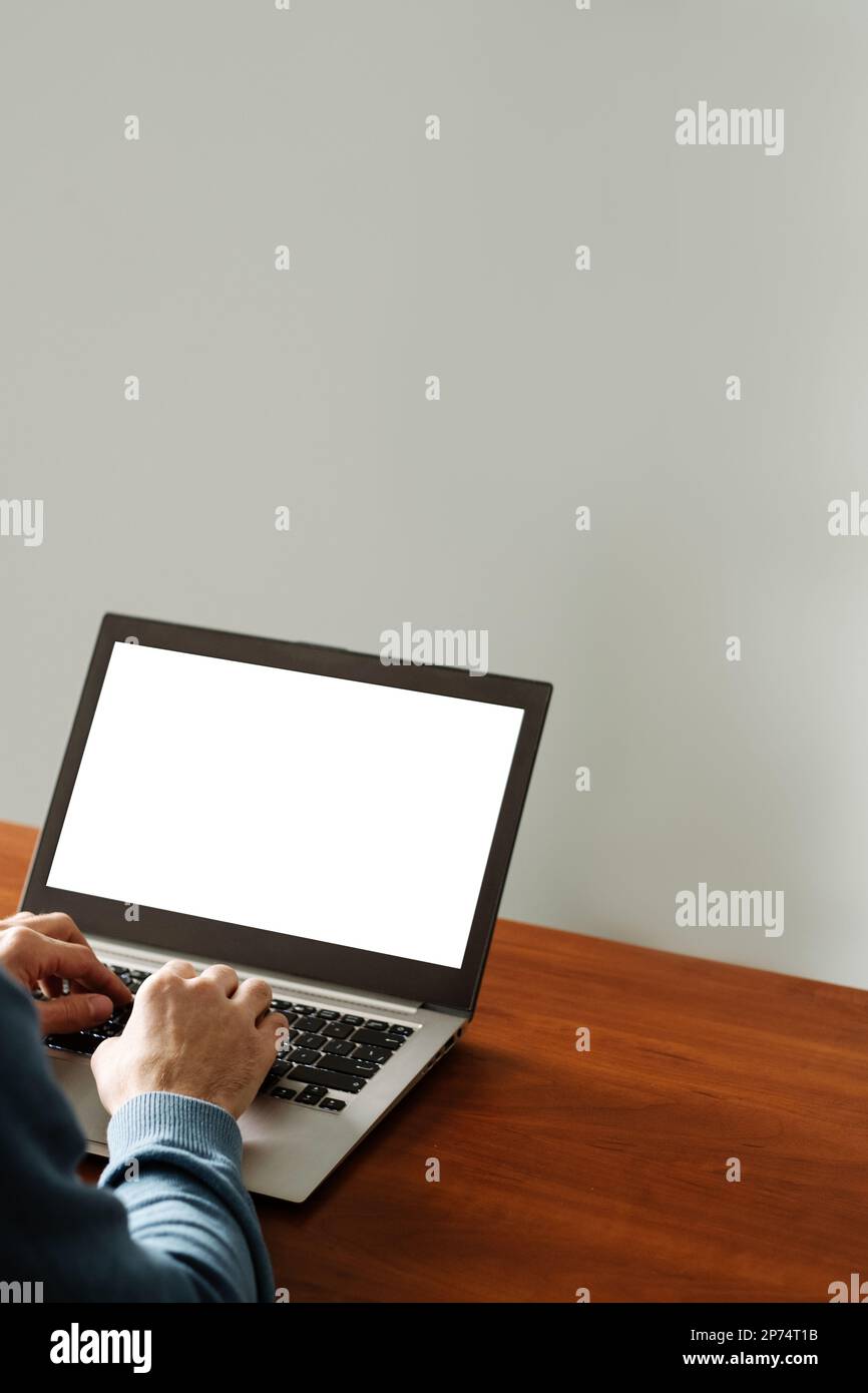 White Tech Screen computer technology e-commerce laptop white screen Stock Photo - Alamy