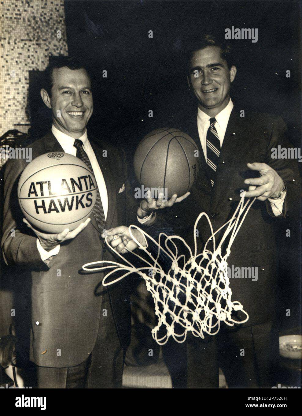 Former Gov. Carl Sanders, left, and Tom Cousins bought the St. Louis Hawks  in 1968, bringing the NBA to the South for the first time. (AP Photo/Atlanta  Journal-Constitution)** Marietta Daily out, Gwinnett