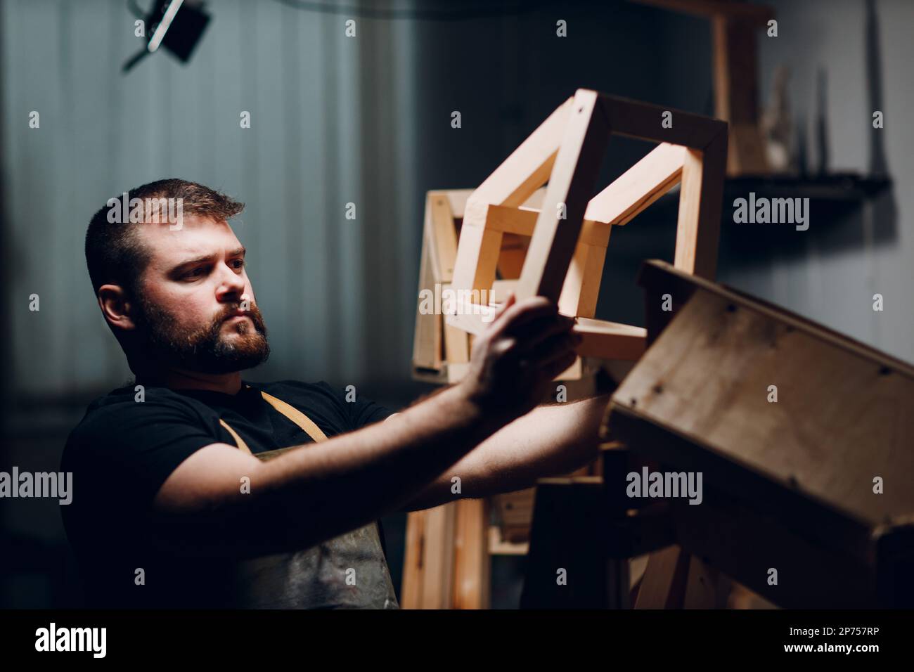 Artisan craftsman carpenter sculptor frame wooden create carcass ...