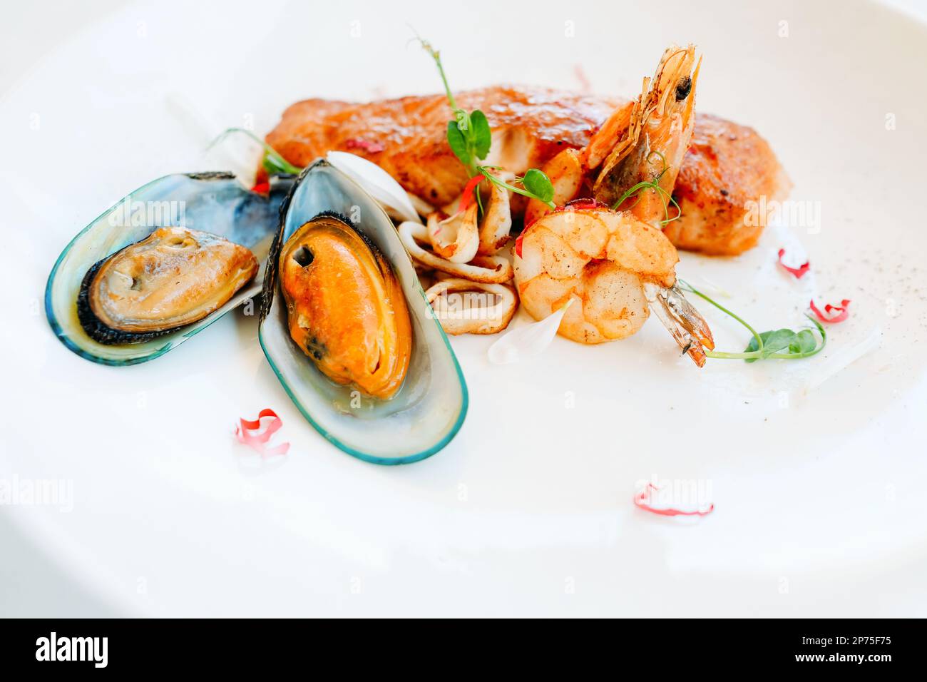 seafood breakfast restaurant recipe Stock Photo Alamy