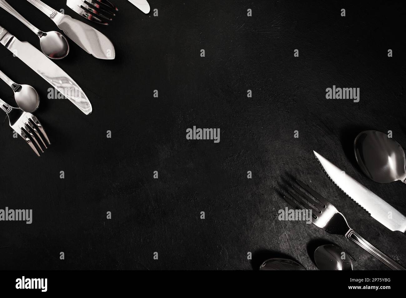 banquet silver cutlery table setting Stock Photo Alamy