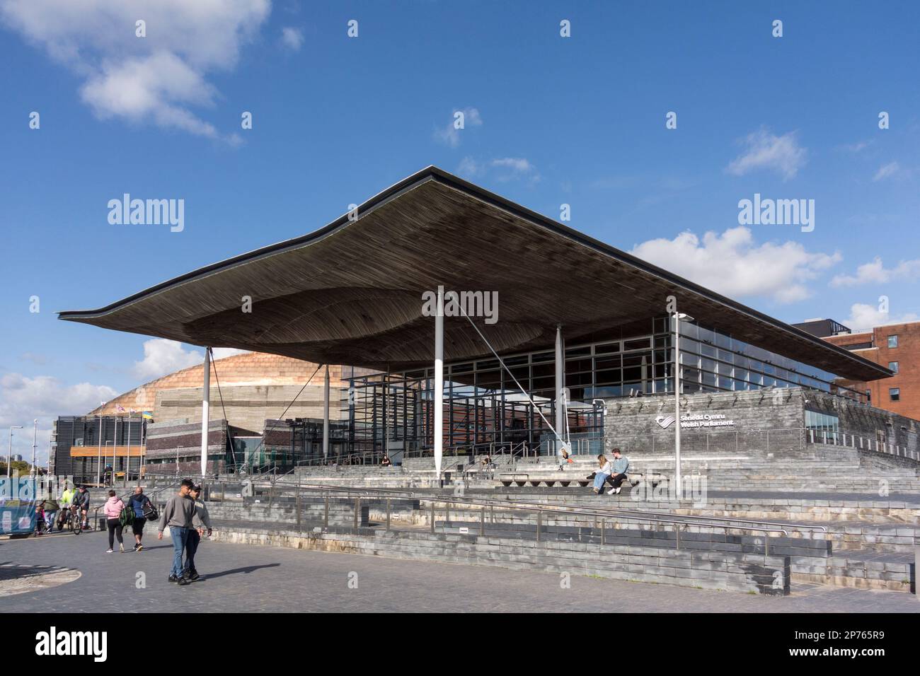 Senedd building (Welsh Parliament), Cardiff Bay, Wales Stock Photo