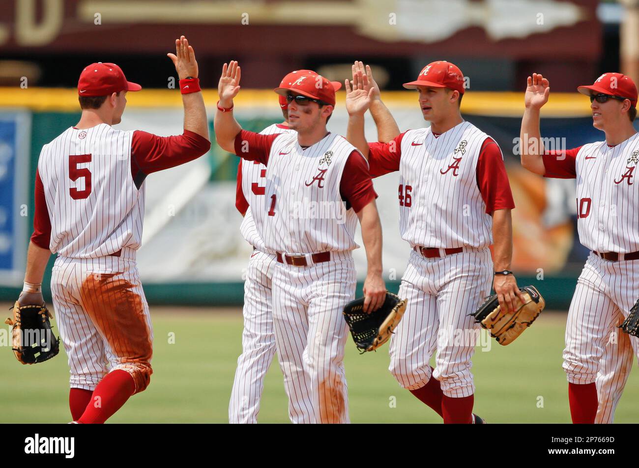 June 5, 2011: Alabama team after game 5 of the NCAA Tallahassee Baseball  Regional game action between the UCF Knights and the Alabama Crimson Tide.  Alabama defeated UCF 12-5 at Dick Howser, image size:1300x953