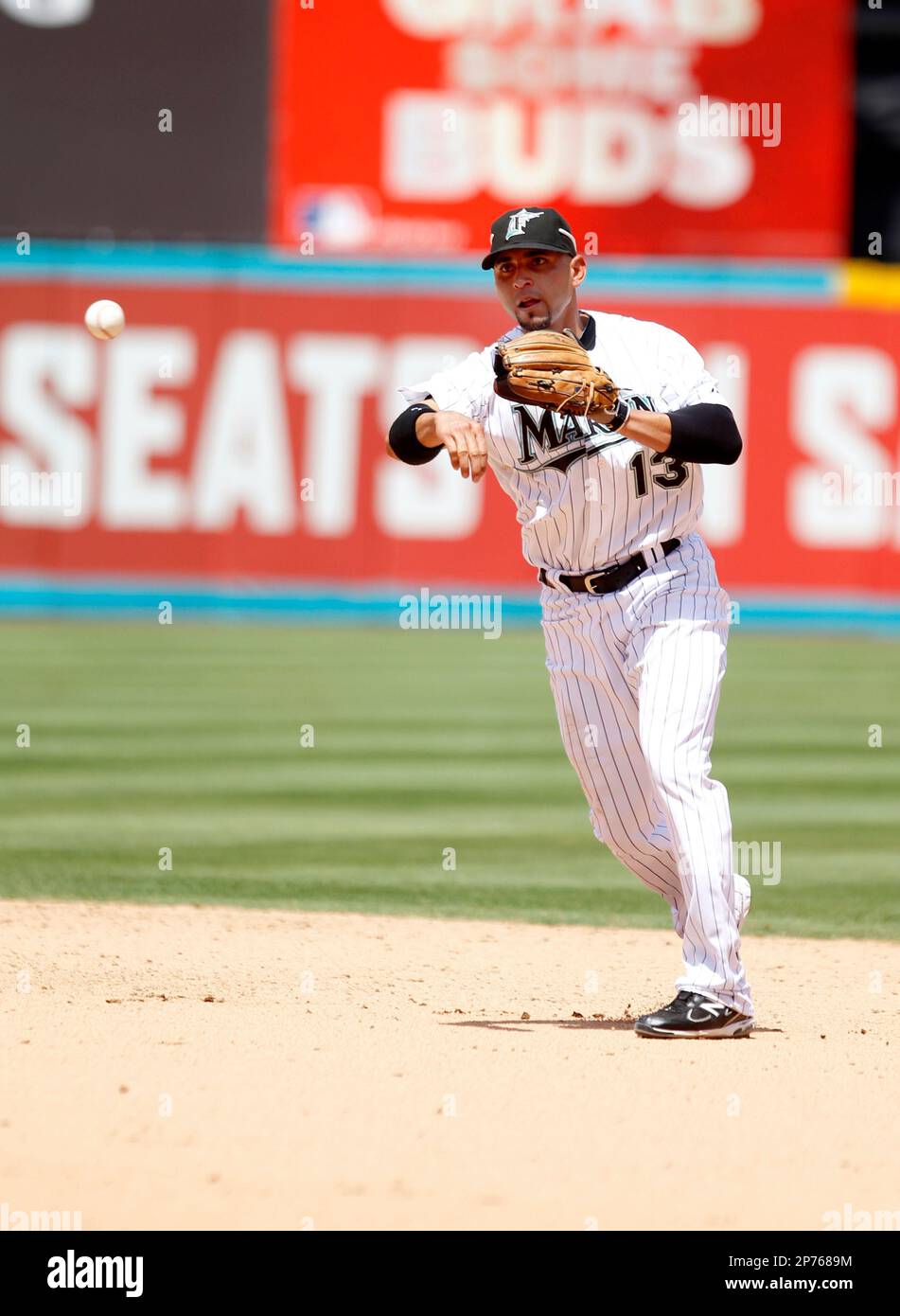 Florida Marlins Omar Infante plays in a game against the New York Mets, Sun  Life Stadium, Miami, FL, April 1, 2011( AP Photo/Tom DiPace Stock Photo -  Alamy