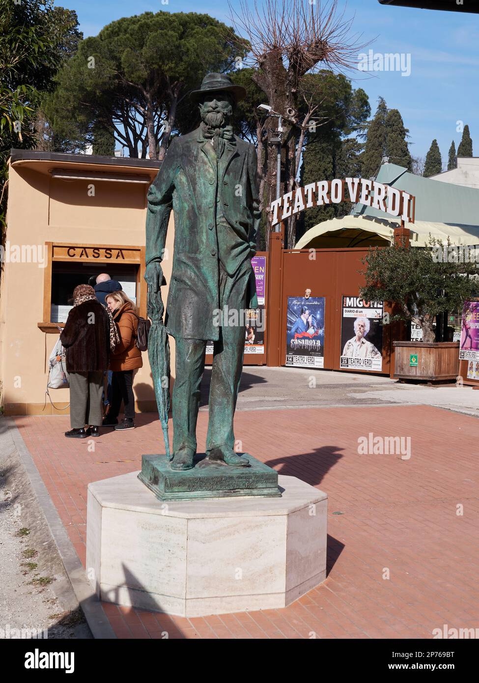 Statue of Giuseppe Verdi in front of the Teatro Verdi, Montecatini Terme, Italy Stock Photo