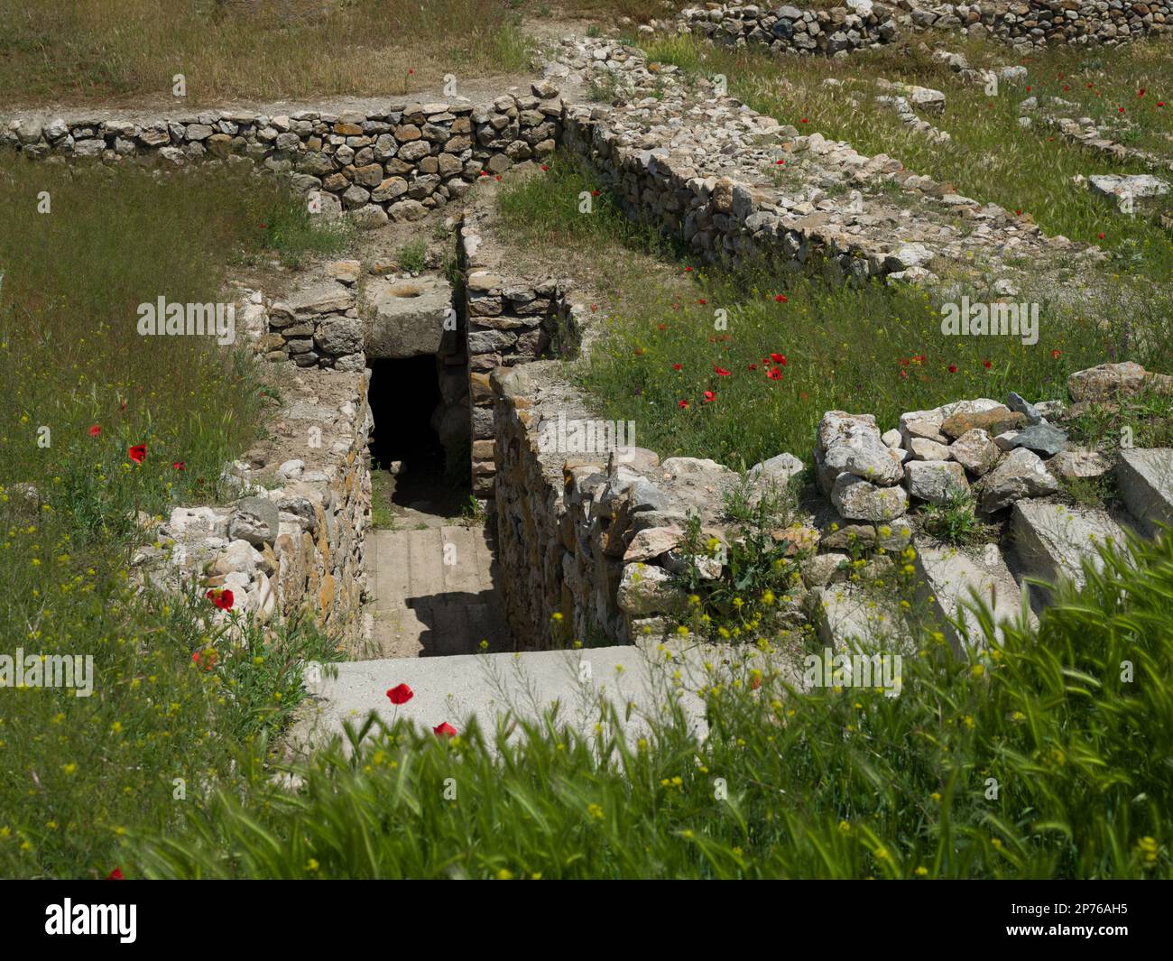 Alacahöyük ancient city. Neolithic and Hittite settlement and is an important archaeological site. Corum - Turkey Stock Photo