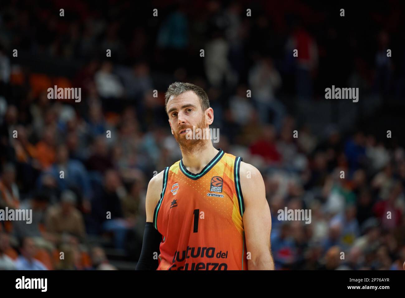Victor Claver of Valencia basket in action during the Turkish Airlines EuroLeague Regular Season Round 27 on march 7, 2023 at Fuente de San Luis Sport Stock Photo