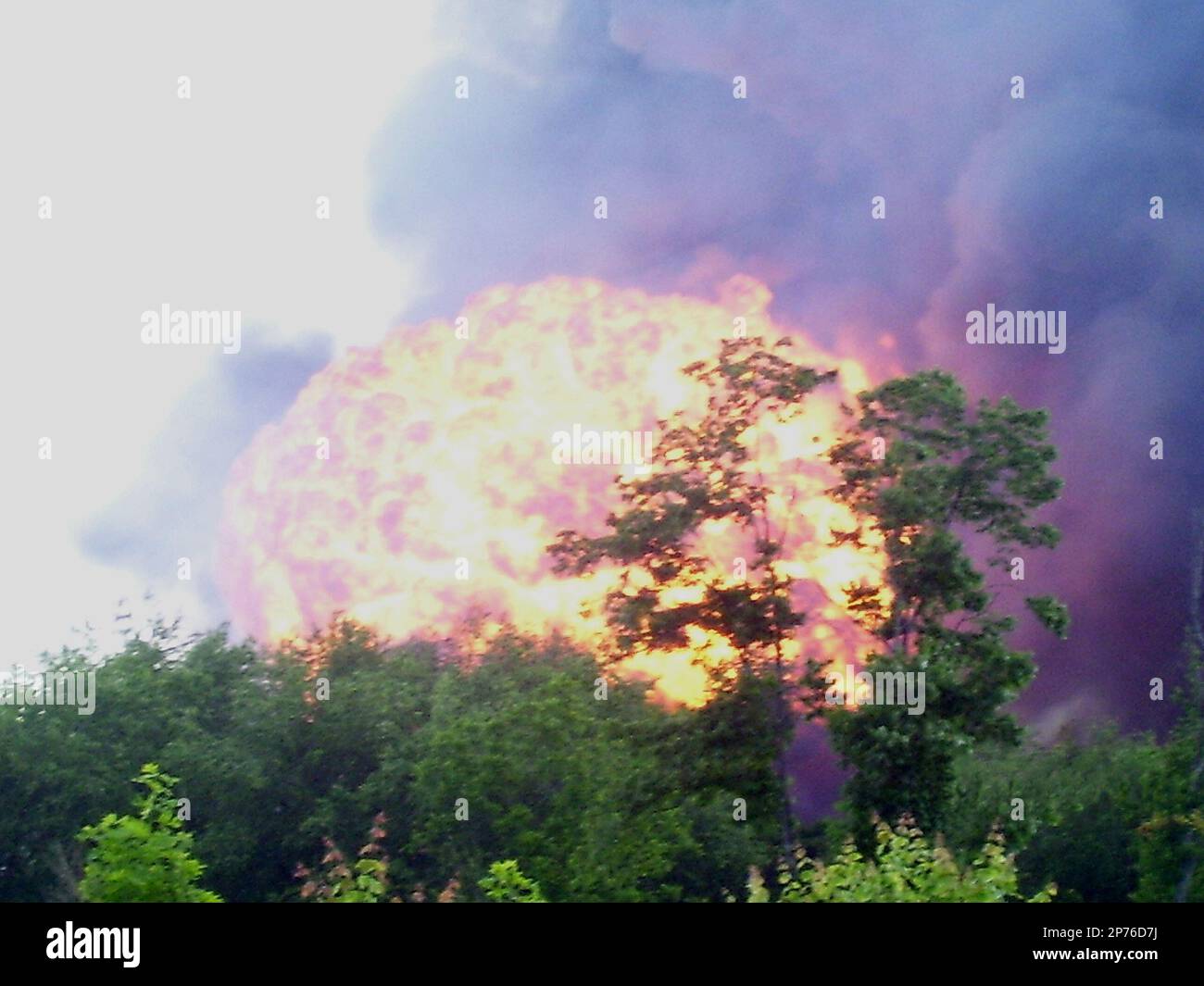 This picture made by eyewitness Sherry Thompson shows a fireball from