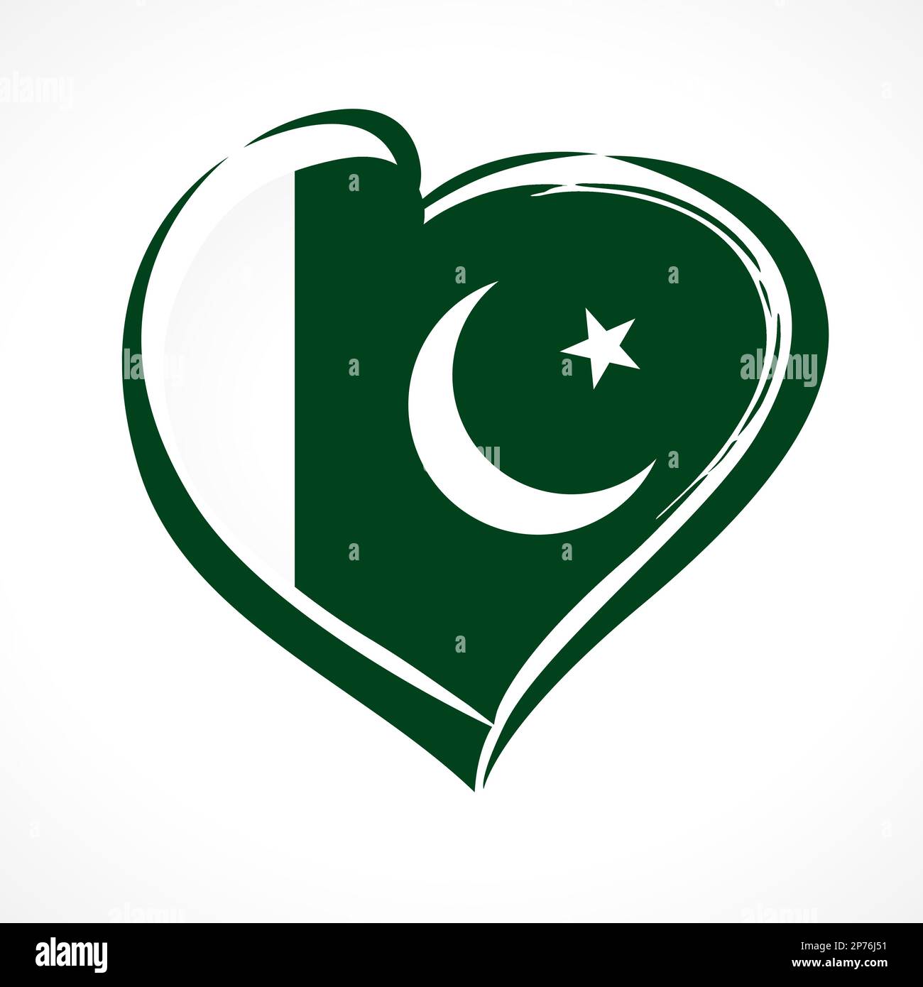 Love Pakistan emblem. Concept for 23 March, Pakistan Resolution Day - patriotic country flag in heart shape. 14 August 1947, Independence Day holiday Stock Vector