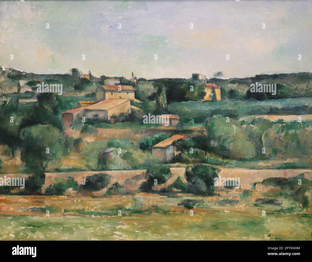 Landschaft im Westen von Aix-en-Provence (Landscape in the west of Aix-en-Provence) by French Impressionist painter Paul Cezanne at the Wallraf-Richartz Museum, Cologne, Germany Stock Photo