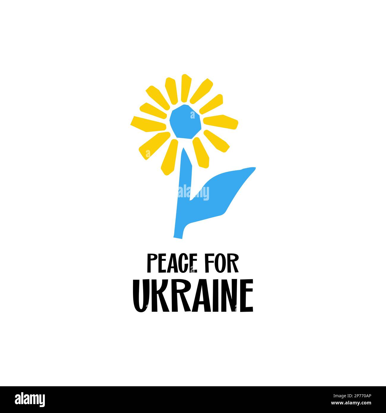 Peace for Ukraine stylized illustration sunflower in ukrainian national