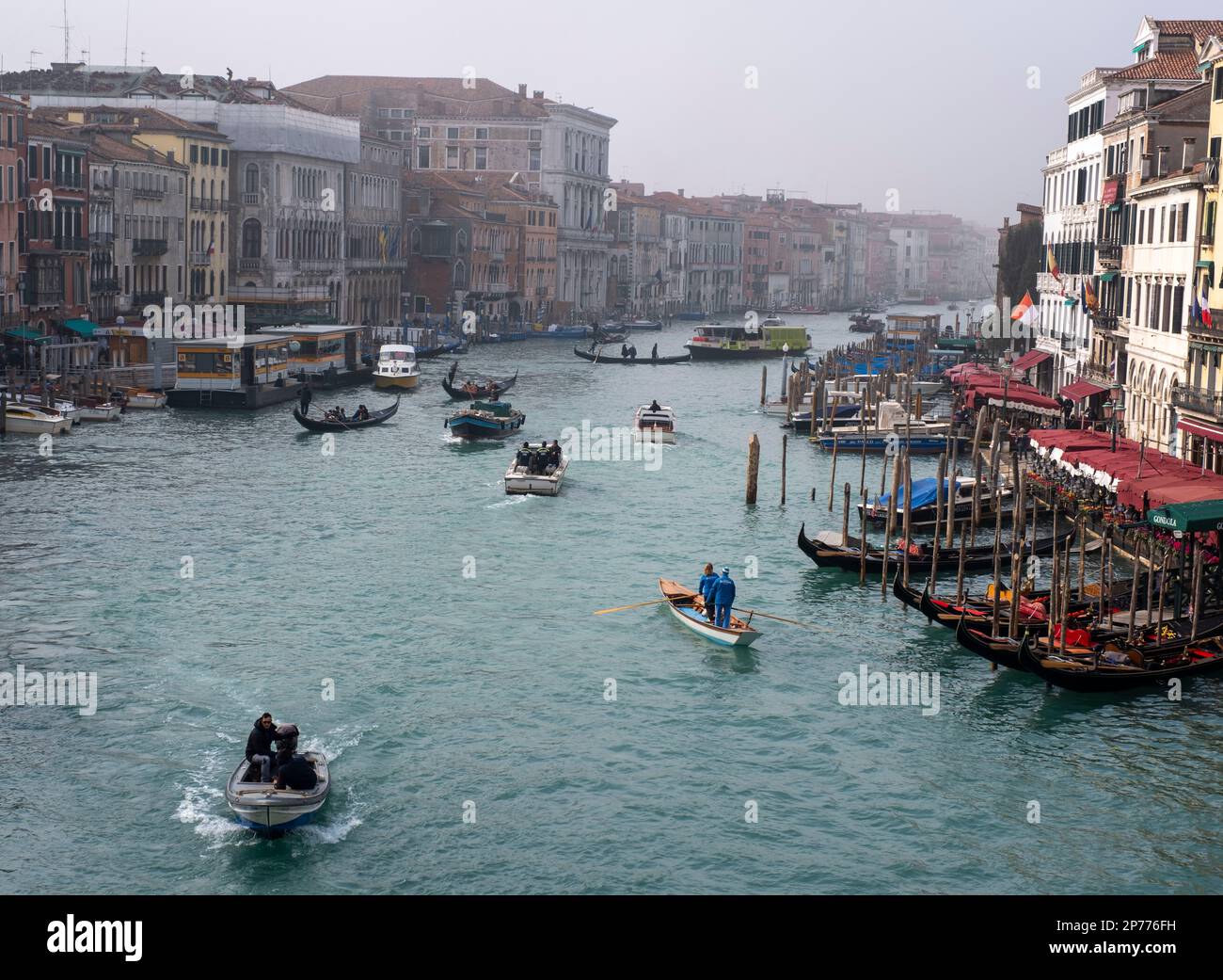 View of the Grand Canal from the Fondaco dei Tedeschi terrace, Venice, Italy. Stock Photo