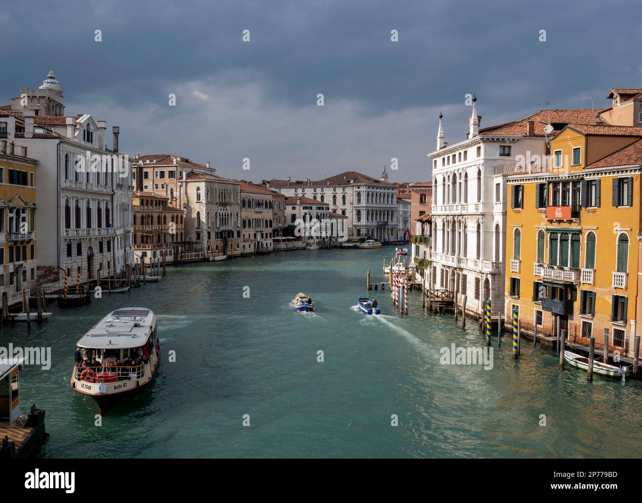 View from the Accademia Bridge of the  Grand Canal, Venice, Italy Stock Photo