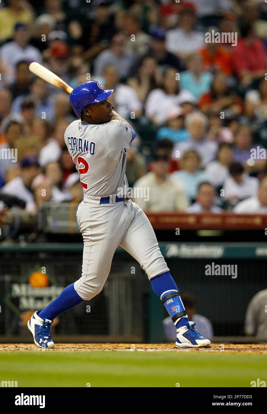 Chicago Cubs left fielder Alfonso Soriano (12) bats during an MLB
