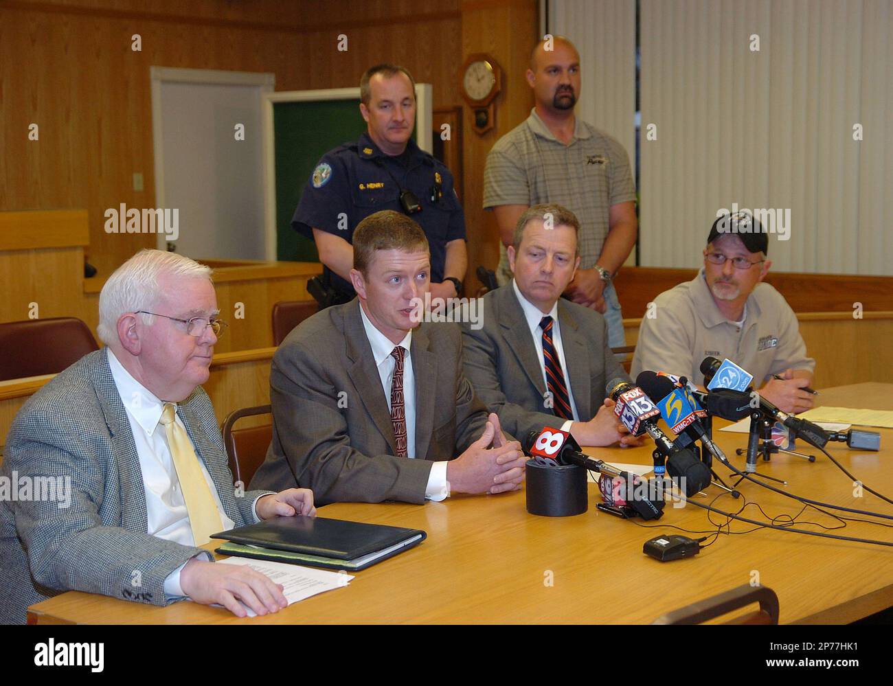 Lt. Brant Tosh, seated second from left, Arkansas State Police criminal