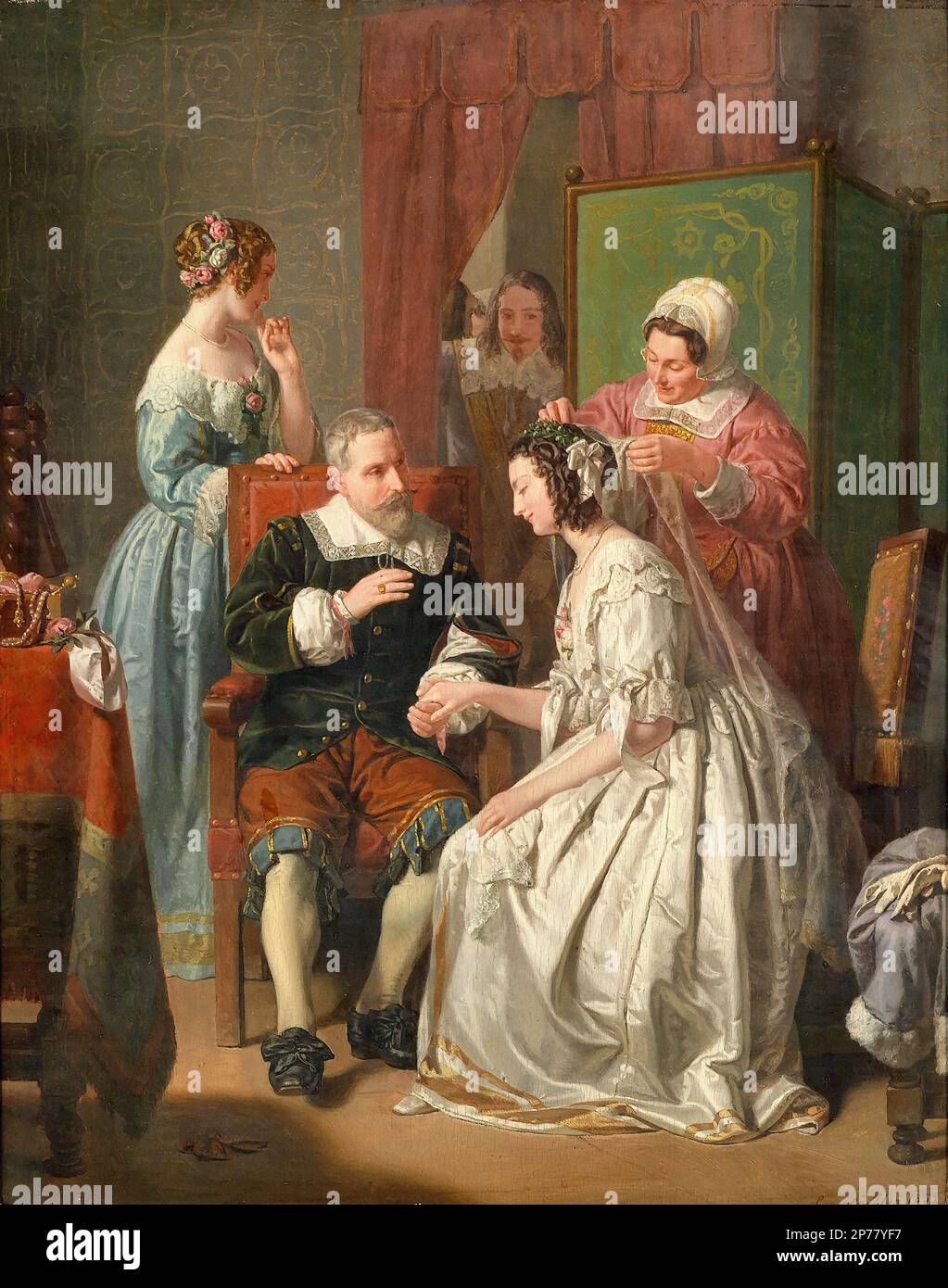 Loffler Leopold - Panna Młoda - Polska Szkoła - - Loffler Leopold - the Bride - Polish School - Stock Photo