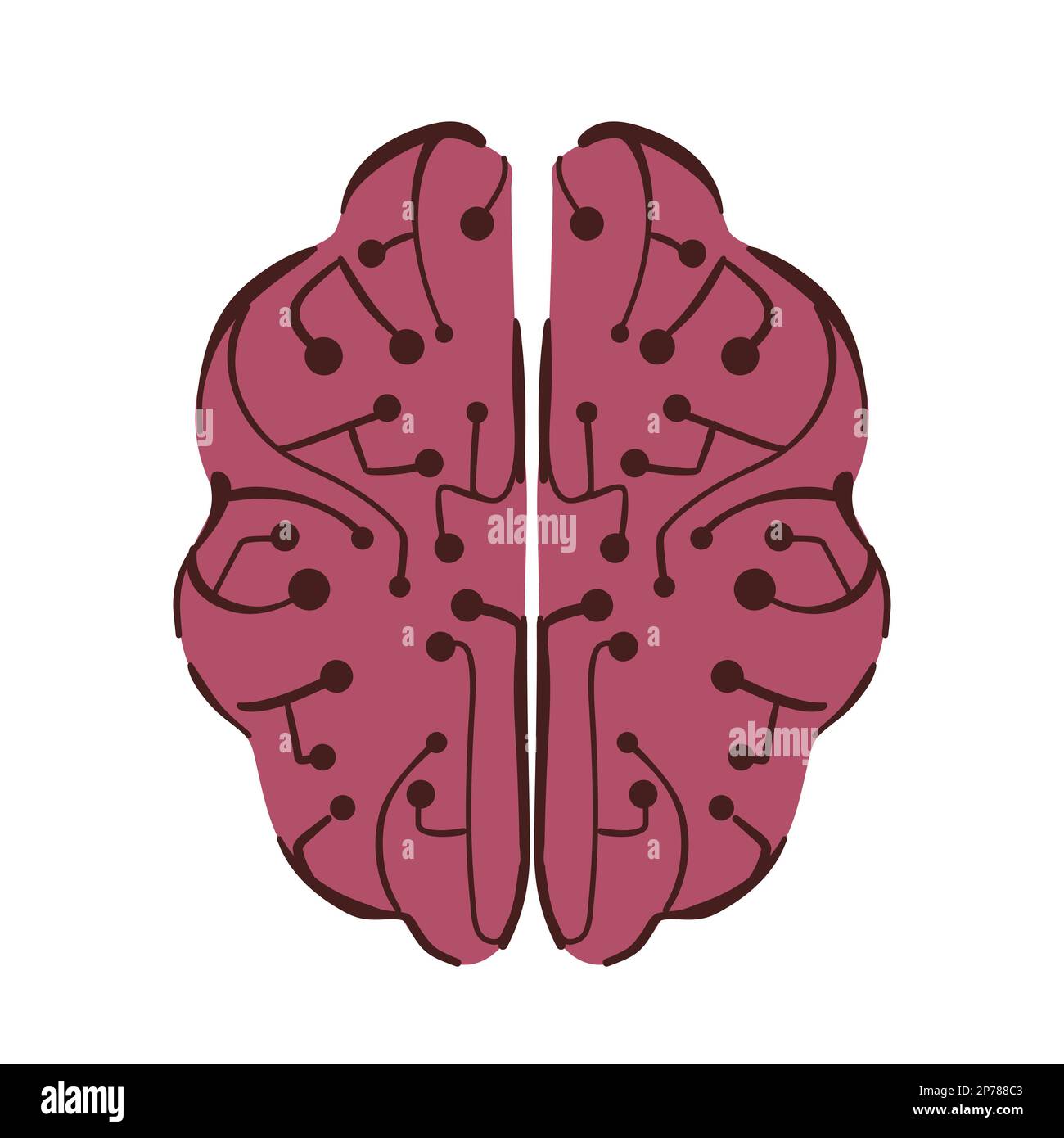 Brain made from digital isolated on white. Stock Vector