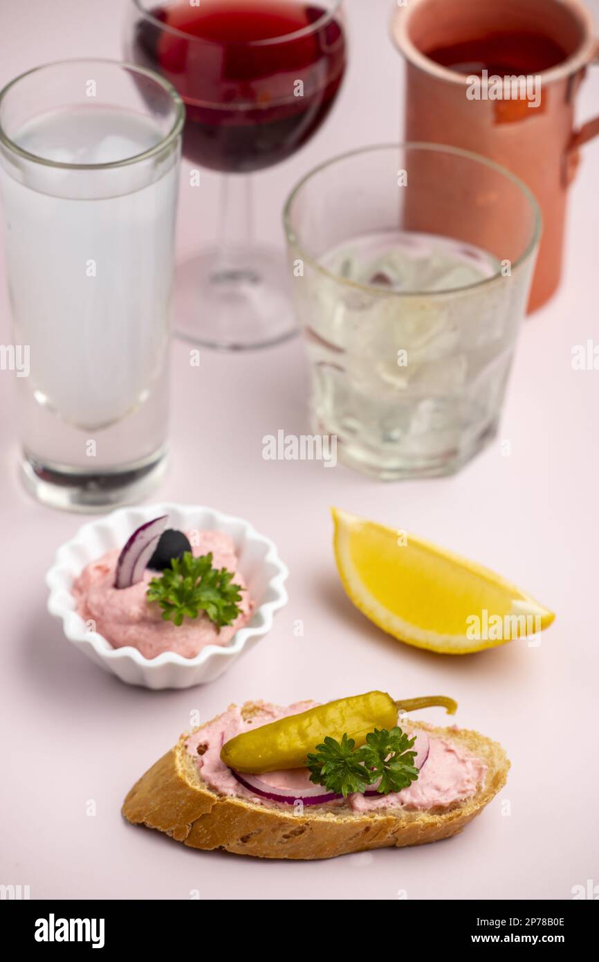 Greek Taramas On Pink Stock Photo