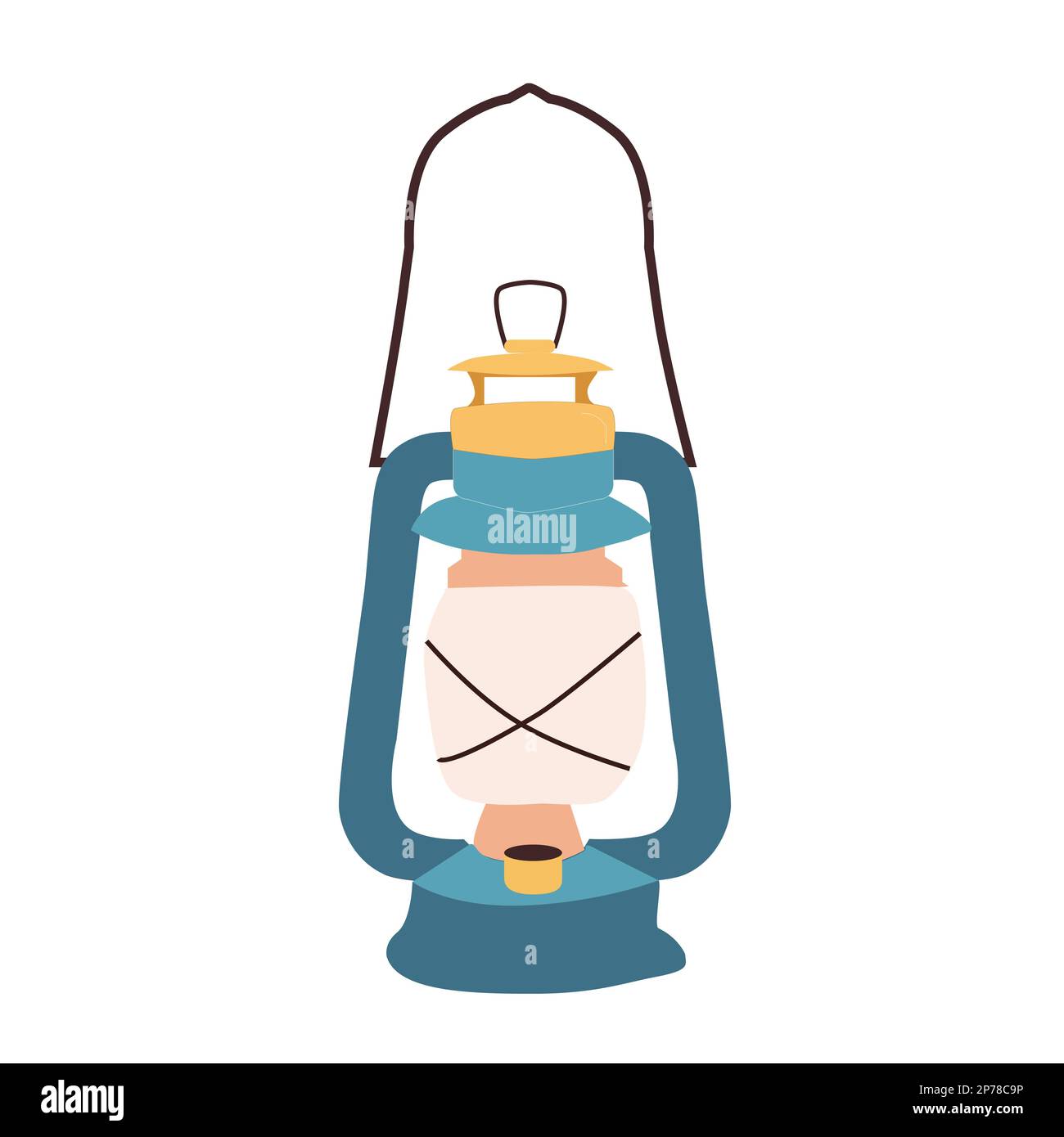 kerosine lamp in a cartoon flat style Stock Vector