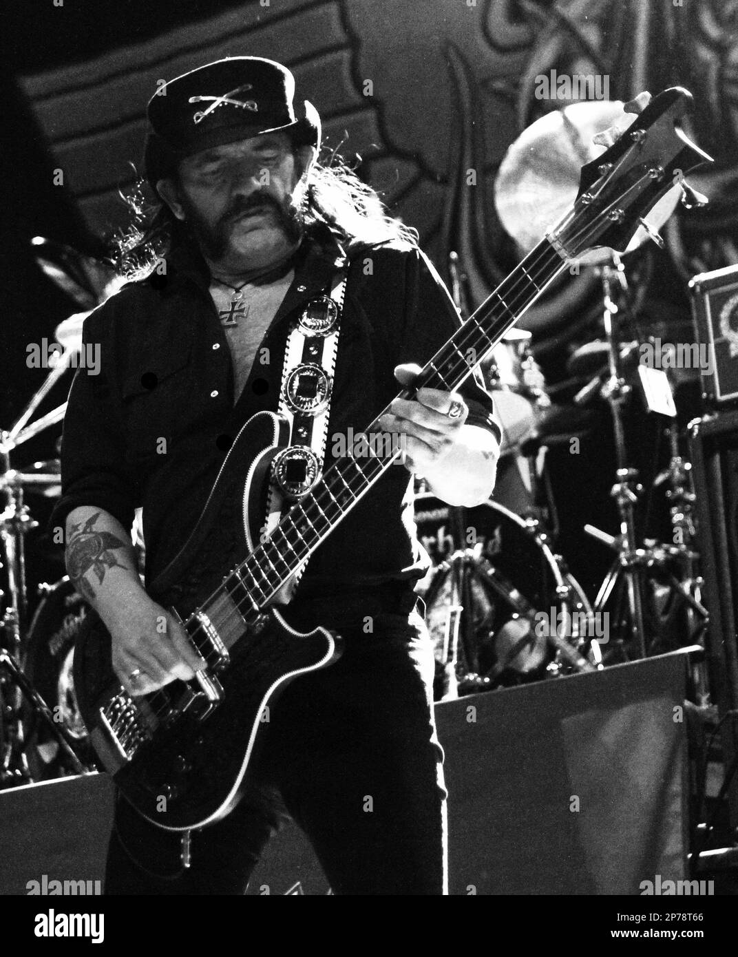 Lead Vocalist And Bass Player Ian Lemmy Kilmister Of The British Rock Band Mot Rhead Performs