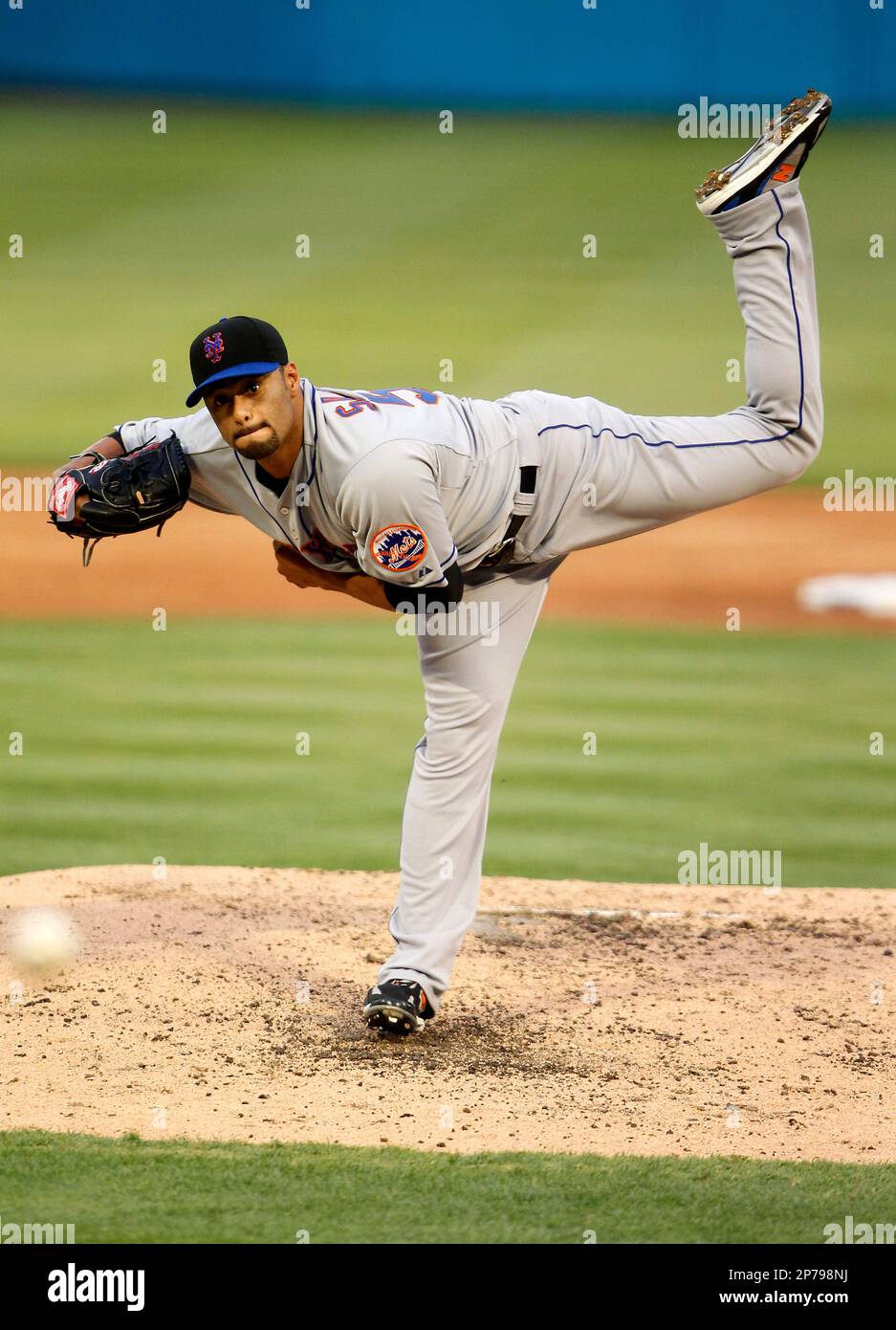 New York Mets pitcher Johan Santana (57) works in the first inning against  the Washington Nationals at Nationals Park in Washington, D.C. on Friday,  August 17, 2012..Credit: Ron Sachs / CNP.(RESTRICTION: NO